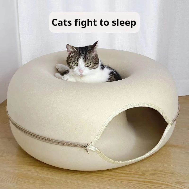 Indoor Cat Donut Tunnel Bed Detachable Washable Felt Cat Cave Hideout Interactive Play Rest Nest Suitable Multi Cats Household
Indoor Cat Donut Tunnel Bed Detachable Washable Felt Cat Cave Hideout Interactive Play Rest Nest Suitable Multi Cats Household