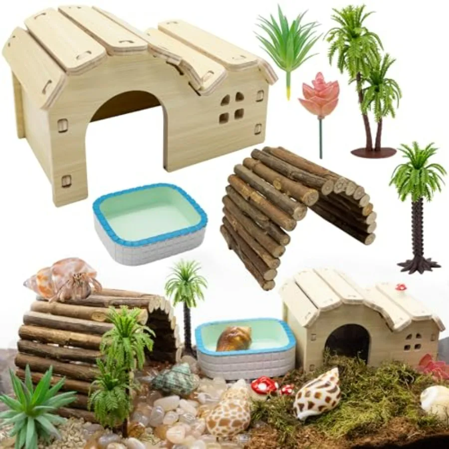 Hermit Crab Kit Hideout Water Pool Tank Decorative Accessories with Palm Tree Decorations Enrichment Toy for Turtles Lizard Fro
Hermit Crab Kit Hideout Water Pool Tank Decorative Accessories with Palm Tree Decorations Enrichment Toy for Turtles Lizard Fro