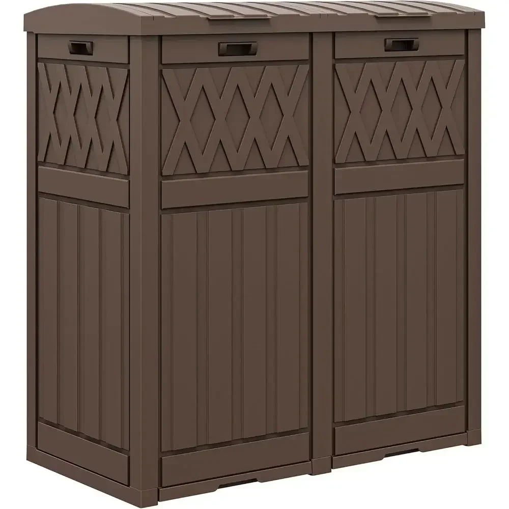 76 Gallon Dual Can Outdoor Trash Bin with Tiered Lid, Drip Tray, Waterproof for Patio, Kitchen, Backyard (Brown)
76 Gallon Dual Can Outdoor Trash Bin with Tiered Lid, Drip Tray, Waterproof for Patio, Kitchen, Backyard (Brown)