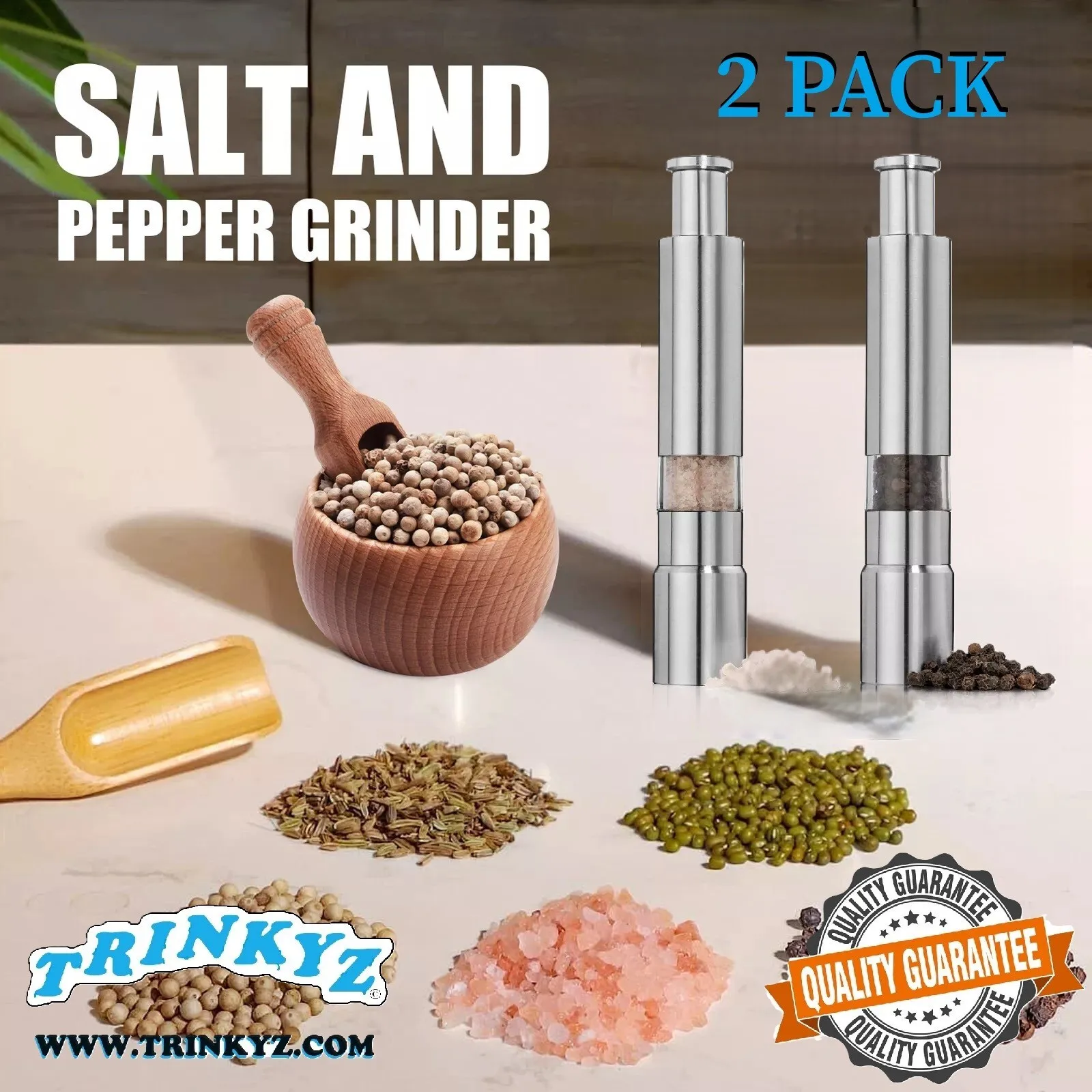 Mini Stainless Steel Thumb Pepper Grinder Salt And Pepper Grinder Manual-2 PACK
Mini Stainless Steel Thumb Pepper Grinder Salt And Pepper Grinder Manual-2 PACK