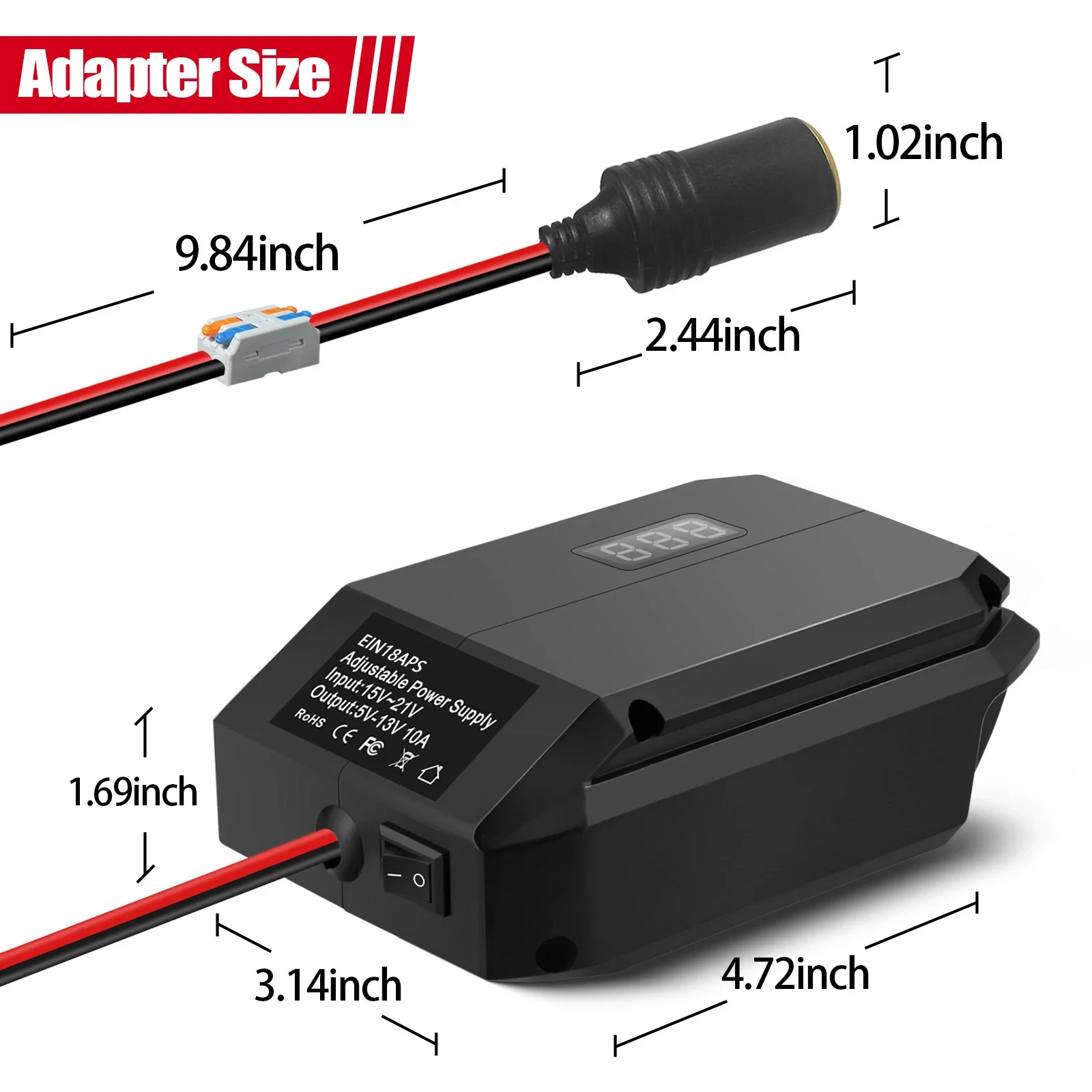 Lithium Battery Adapter Voltage Regulator DIY Cigarette Lighter EIN18APS for Einhell Battery 18V To 5-13V Step Down Converter
Lithium Battery Adapter Voltage Regulator DIY Cigarette Lighter EIN18APS for Einhell Battery 18V To 5-13V Step Down Converter