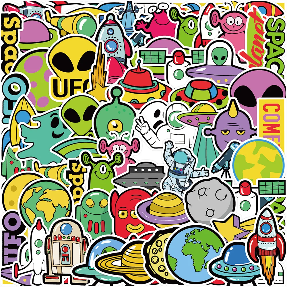 10/30/50pcs Alien Spacecraft Cartoon Stickers Graffiti Decals Funny Sticker for Kids DIY Laptop Tablet Phone Case Luggage Motor
10/30/50pcs Alien Spacecraft Cartoon Stickers Graffiti Decals Funny Sticker for Kids DIY Laptop Tablet Phone Case Luggage Motor