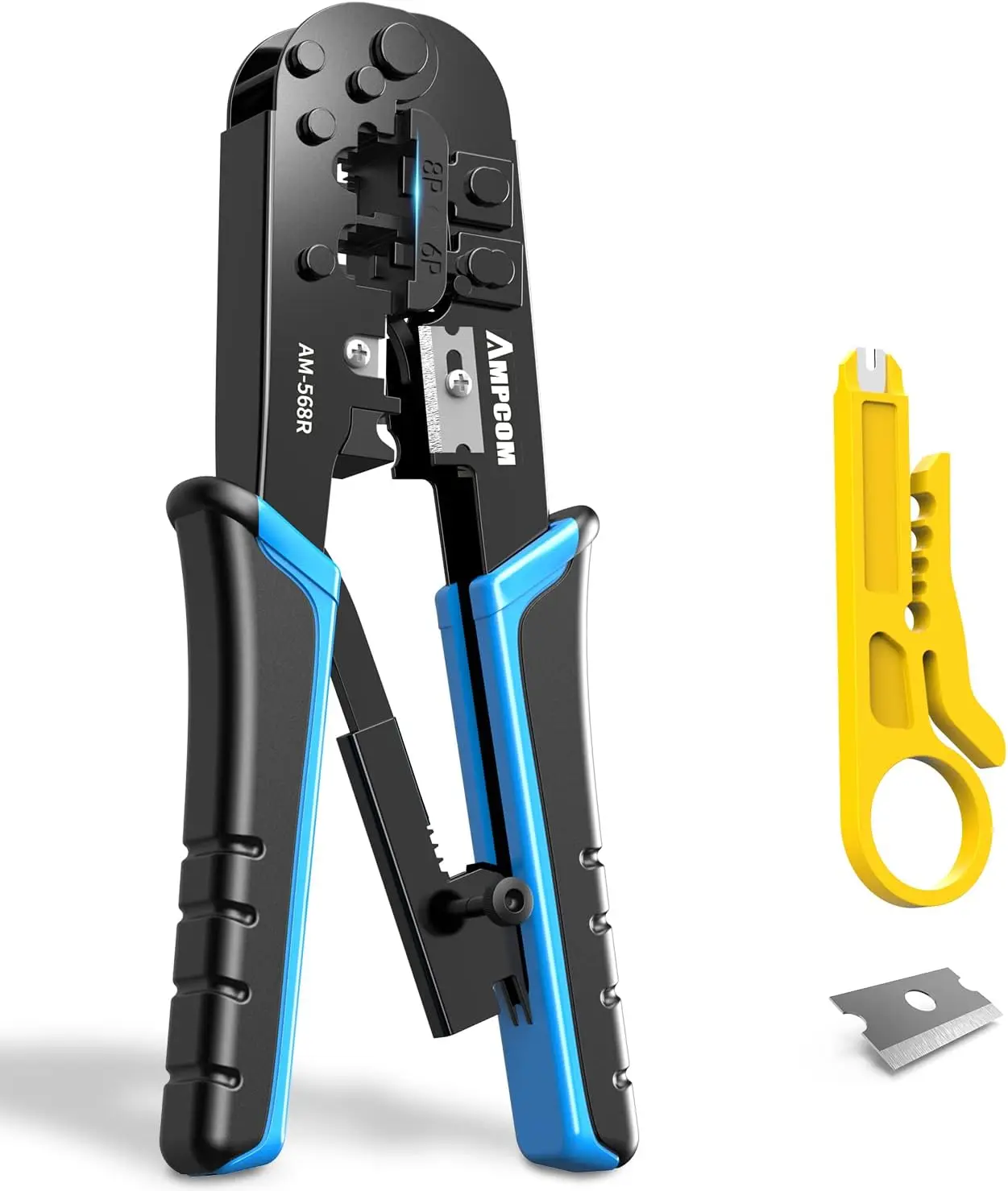 RJ45 Crimping Tool, 8P/6P RJ11 RJ12 Crimper Cutter Stripper for Ethernet Telephone, Heavy Duty Ratchet
RJ45 Crimping Tool, 8P/6P RJ11 RJ12 Crimper Cutter Stripper for Ethernet Telephone, Heavy Duty Ratchet