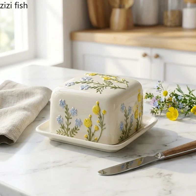 Floral Patterned Ceramic Butter Plate Hand-painted Relief Butter Box Cheese Plate Dessert Snack Plate Household Tableware
Floral Patterned Ceramic Butter Plate Hand-painted Relief Butter Box Cheese Plate Dessert Snack Plate Household Tableware