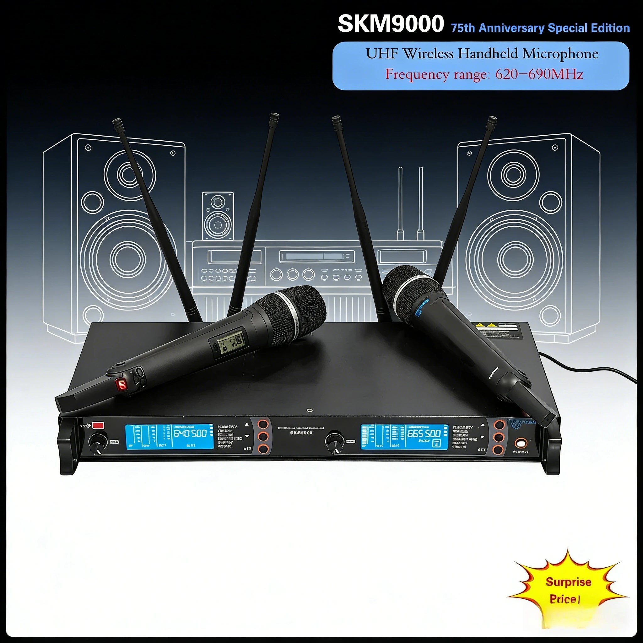 Новый беспроводной ручной микрофон SKM9000 2026 года, специальная серия к 75-летию, профессиональный UHF-микрофон 620-690 МГц
Новый беспроводной ручной микрофон SKM9000 2026 года, специальная серия к 75-летию, профессиональный UHF-микрофон 620-690 МГц