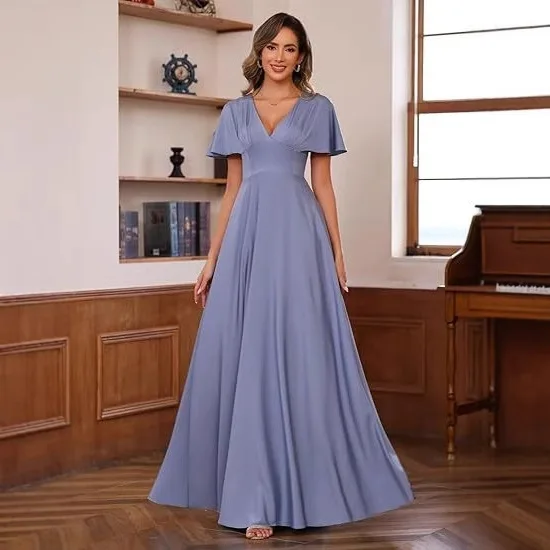 Customized Green Black Yellow Grey Formal Occasion Dress A-Line Sweet Memory Women Short Sleeves V-Neck Bridesmaid Dresses Long
Customized Green Black Yellow Grey Formal Occasion Dress A-Line Sweet Memory Women Short Sleeves V-Neck Bridesmaid Dresses Long