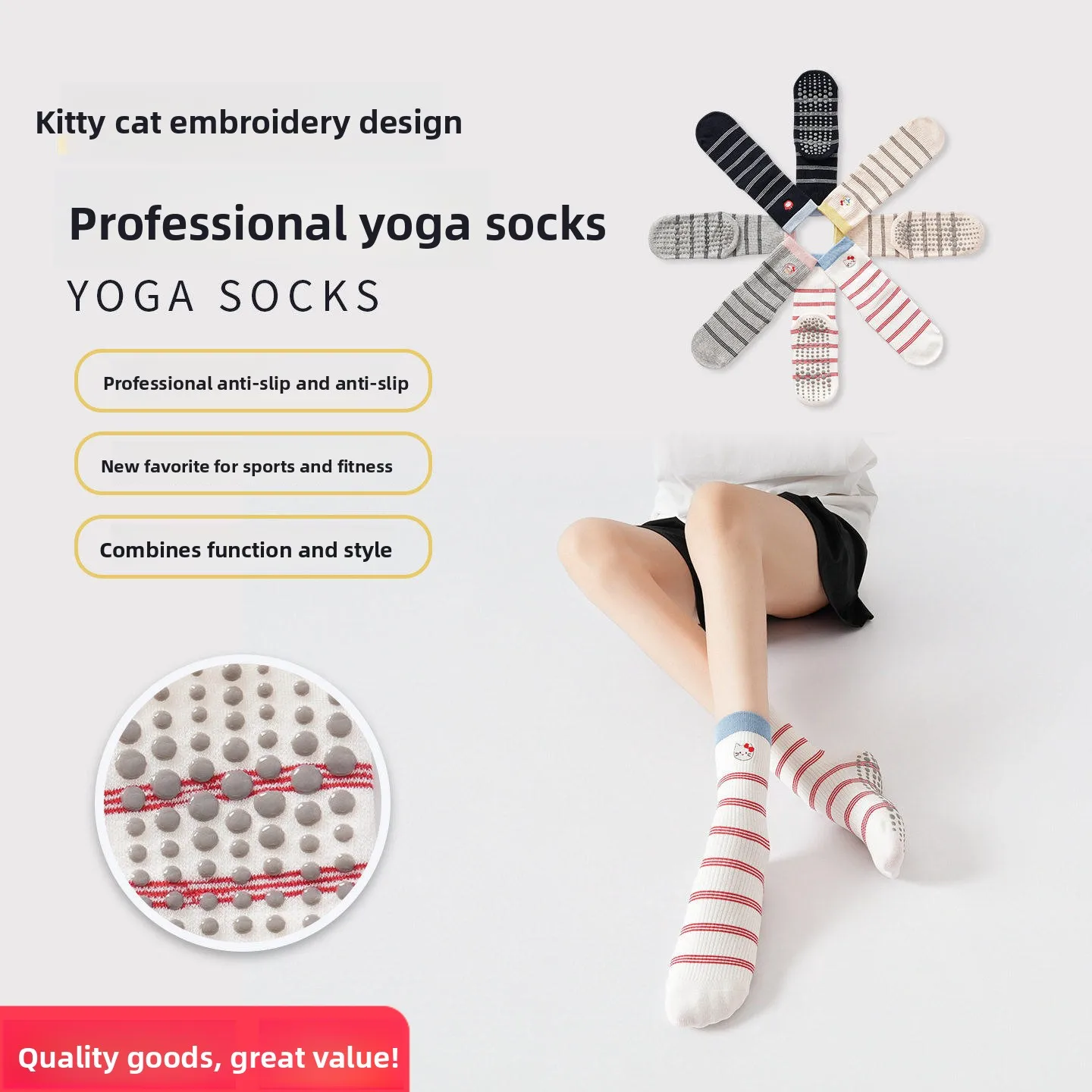 New Autumn Striped Yoga Socks Cute Cartoon Kitty Embroidery Non-Slip Floor Socks Tight Fit Home Comfort Women's Socks
New Autumn Striped Yoga Socks Cute Cartoon Kitty Embroidery Non-Slip Floor Socks Tight Fit Home Comfort Women's Socks