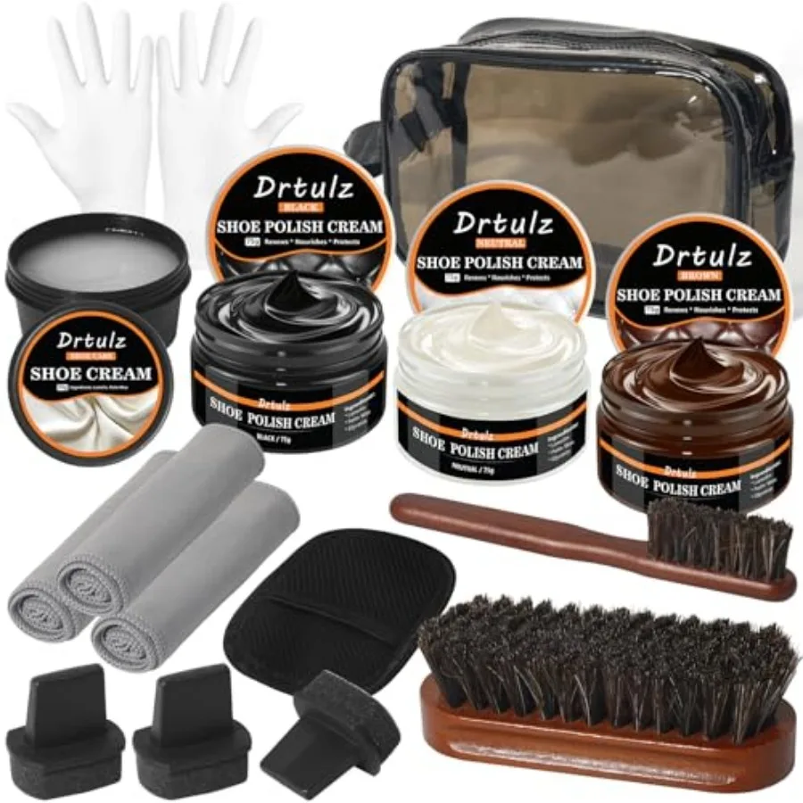 5Pcs Shoe Shine Kit for Men Gift with Mink Oil and Saddle Soap, 3 Horsehair Brushes, Black/Brown/Neutral Polish Leather Boot Ca
5Pcs Shoe Shine Kit for Men Gift with Mink Oil and Saddle Soap, 3 Horsehair Brushes, Black/Brown/Neutral Polish Leather Boot Ca