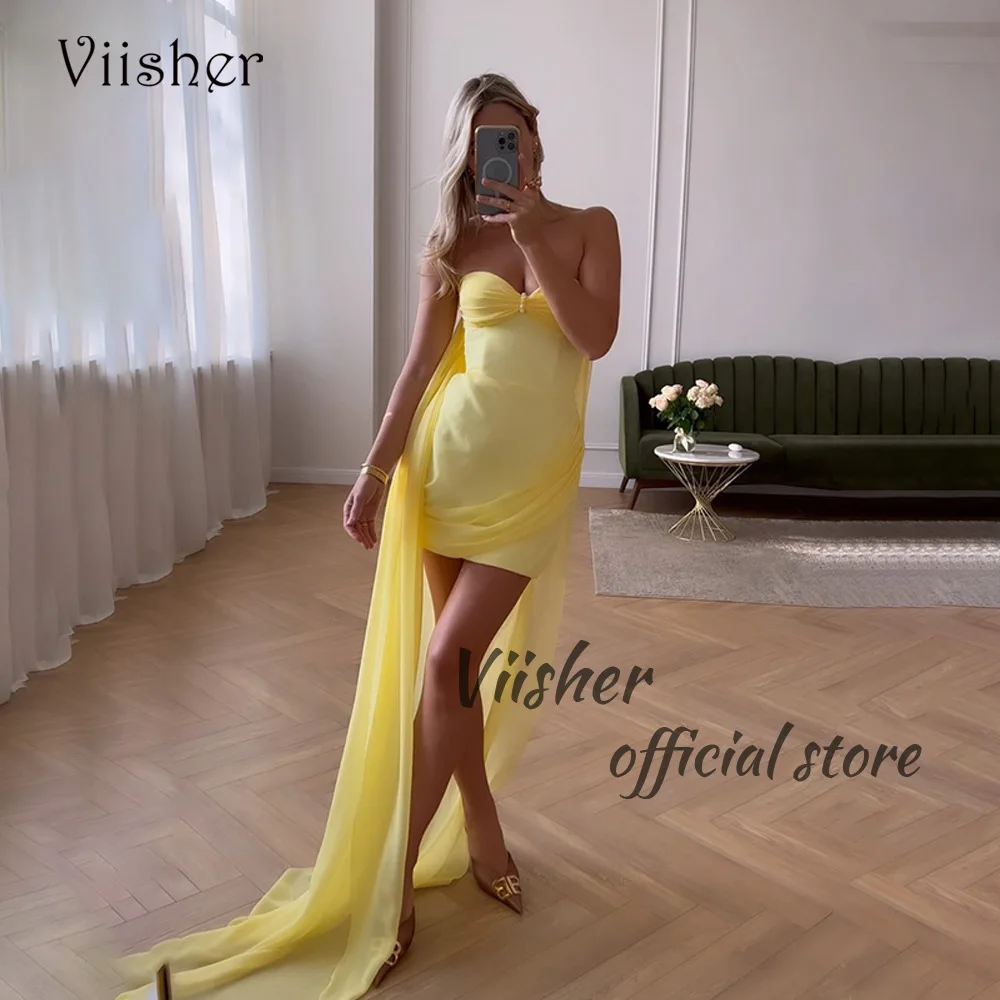 Viisher Yellow Chiffon Short Prom Party Dress Sweetheart Tight Mini Cocktail Dress wih Skirt Evening Party Gowns Women Outfits
Viisher Yellow Chiffon Short Prom Party Dress Sweetheart Tight Mini Cocktail Dress wih Skirt Evening Party Gowns Women Outfits