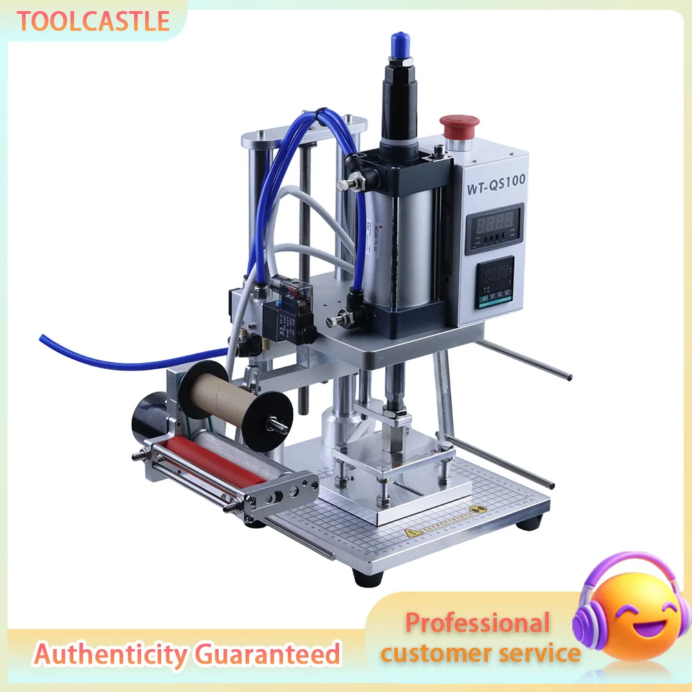 WT-QS100 Pneumatic Hot Stamping Machine, Mini Heat Press for Leather Paper Wood Logo, Auto Rewind Foil Transfer Printer
WT-QS100 Pneumatic Hot Stamping Machine, Mini Heat Press for Leather Paper Wood Logo, Auto Rewind Foil Transfer Printer