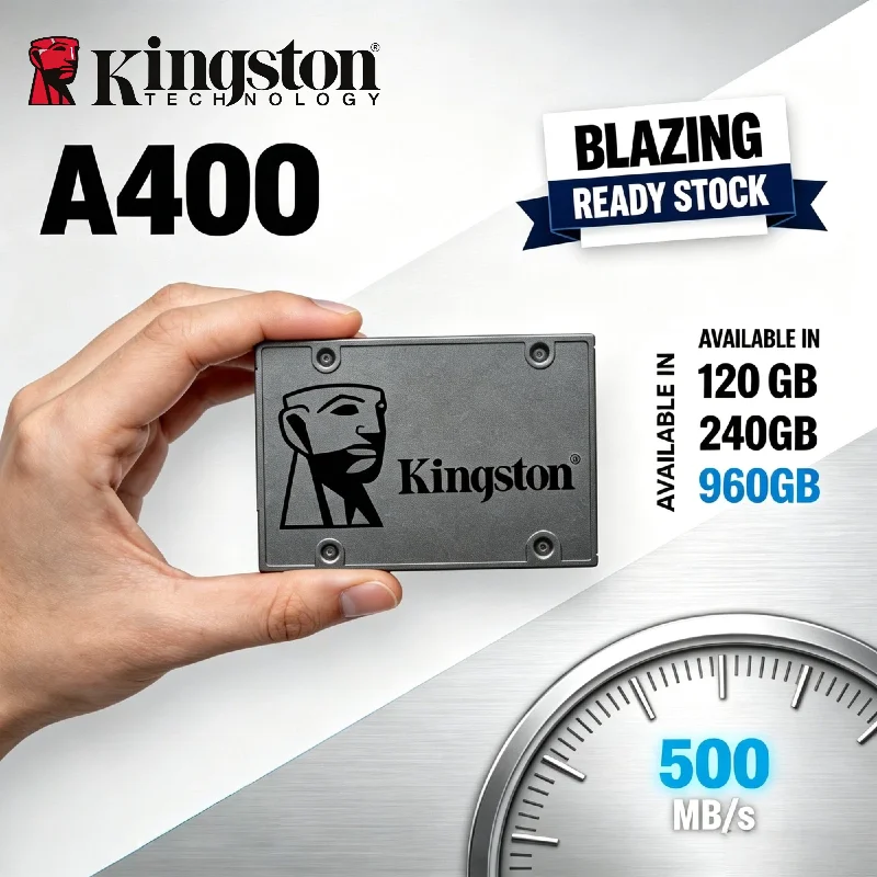 Kingston A400 2.5 Inch SATA III Internal SSD 960GB 480GB 240GB 120GB Solid State Drive for Desktop Laptop Pro Speed
Kingston A400 2.5 Inch SATA III Internal SSD 960GB 480GB 240GB 120GB Solid State Drive for Desktop Laptop Pro Speed