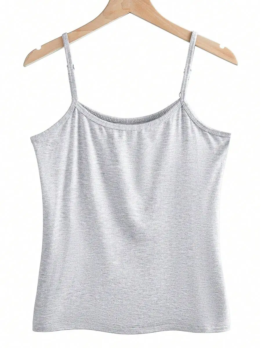 Solid Color Camisole Tank Top For Women, Thin Straps U-Neck Comfortable Summer Wear
Solid Color Camisole Tank Top For Women, Thin Straps U-Neck Comfortable Summer Wear