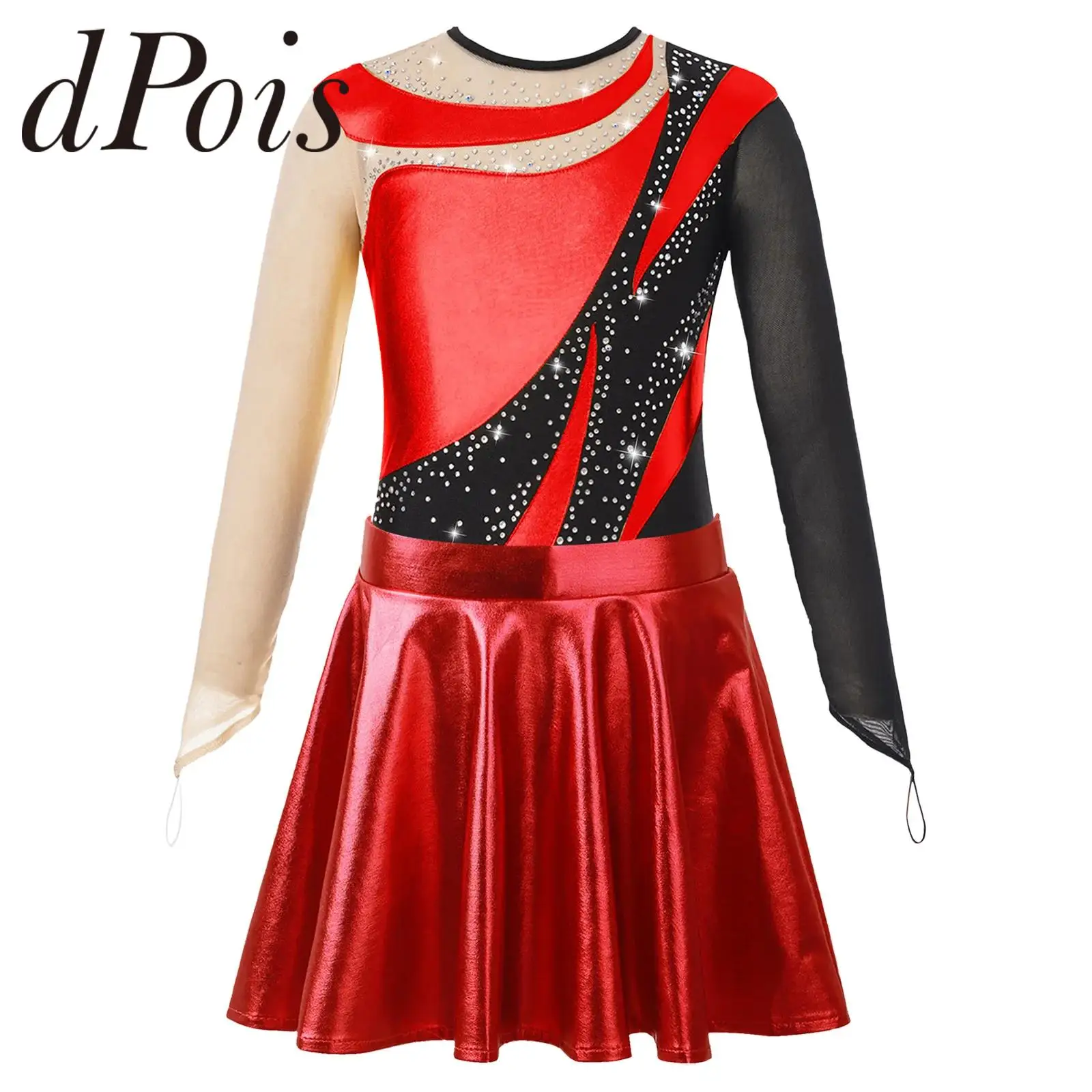 Kids Girls Gymnastics Outfit Teens Long Sleeve Keyhole Back Figure Skating Leotard with Metallic Skirt Children Dance Wear
Kids Girls Gymnastics Outfit Teens Long Sleeve Keyhole Back Figure Skating Leotard with Metallic Skirt Children Dance Wear