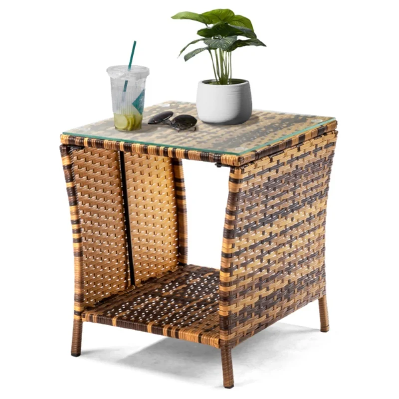 Glass Surface Yellow Gradient Iron Frame Rattan Side Table Outdoor Furniture Leisure Table
Glass Surface Yellow Gradient Iron Frame Rattan Side Table Outdoor Furniture Leisure Table