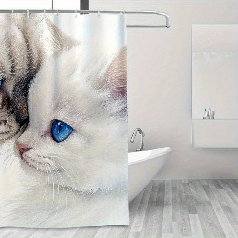 Realistic White Cat Shower Curtain Blue Eyes Feline Portrait Bathroom Decor Cute Animal Art Water Resistant Bath Curtain
Realistic White Cat Shower Curtain Blue Eyes Feline Portrait Bathroom Decor Cute Animal Art Water Resistant Bath Curtain