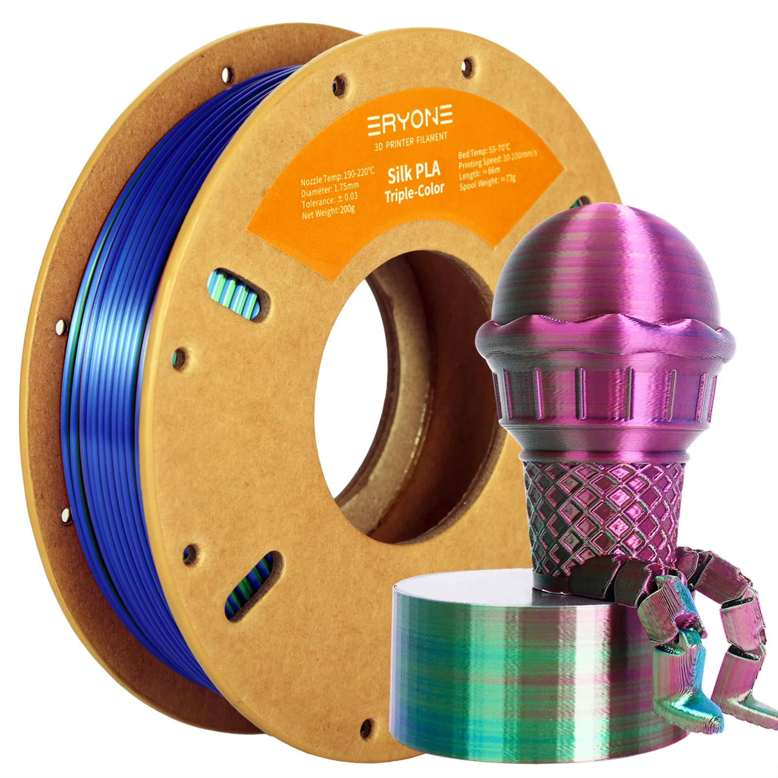 ERYONE 200g Tri Colors Silk PLA Filament For FDM 3D Printer 1.75mm ±0.03 High Quality New arrival Impresora 3D Printting-all200g
ERYONE 200g Tri Colors Silk PLA Filament For FDM 3D Printer 1.75mm ±0.03 High Quality New arrival Impresora 3D Printting-all200g