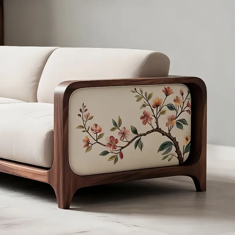 New Mid-Century Style Sofa Black Walnut Wood Print Light Luxury Living Room Reception Straight Sofa
New Mid-Century Style Sofa Black Walnut Wood Print Light Luxury Living Room Reception Straight Sofa