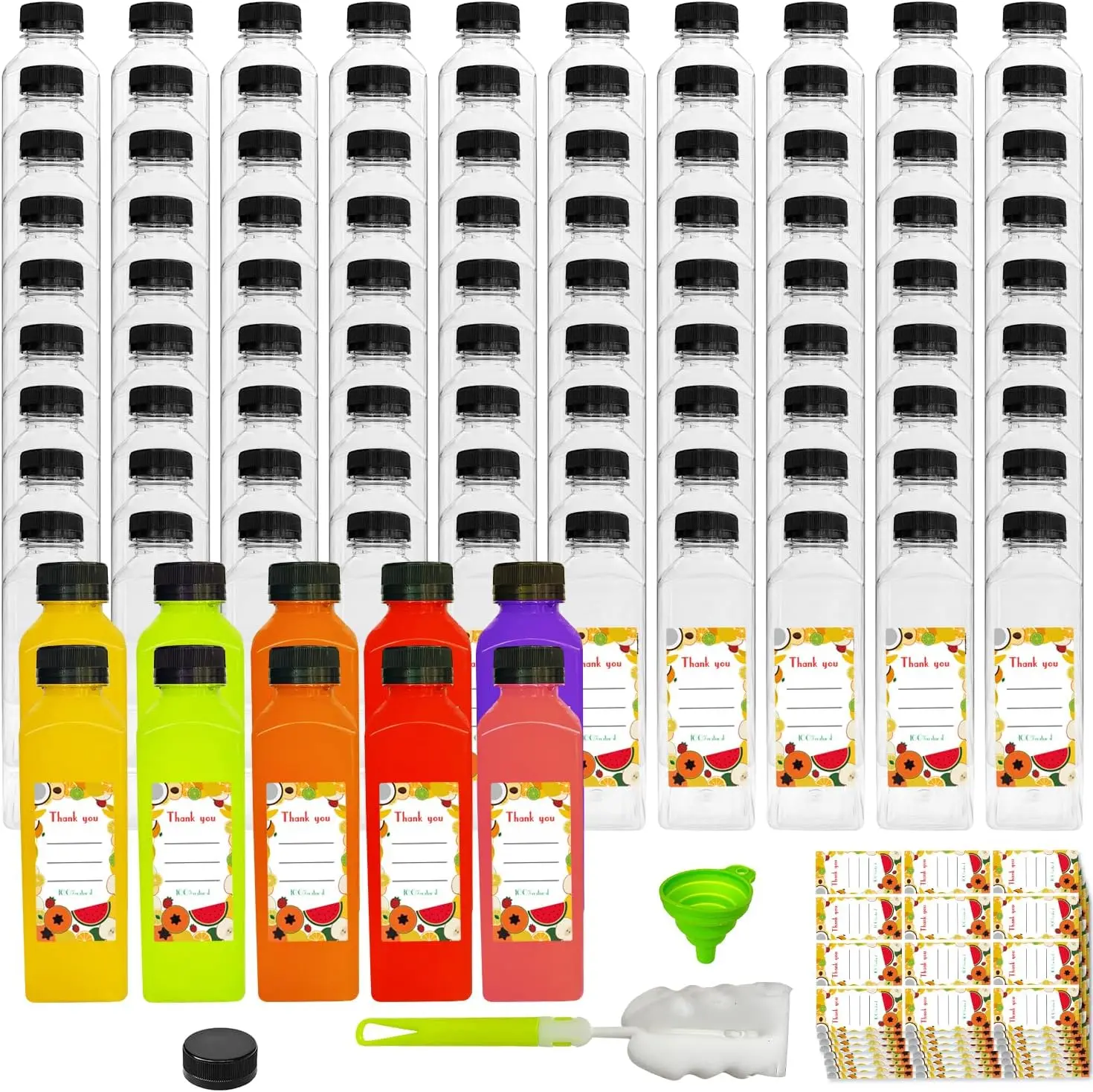 100pcs 16 oz Clear Plastic Bottles with Lids, Reusable for Juice and Beverages
100pcs 16 oz Clear Plastic Bottles with Lids, Reusable for Juice and Beverages