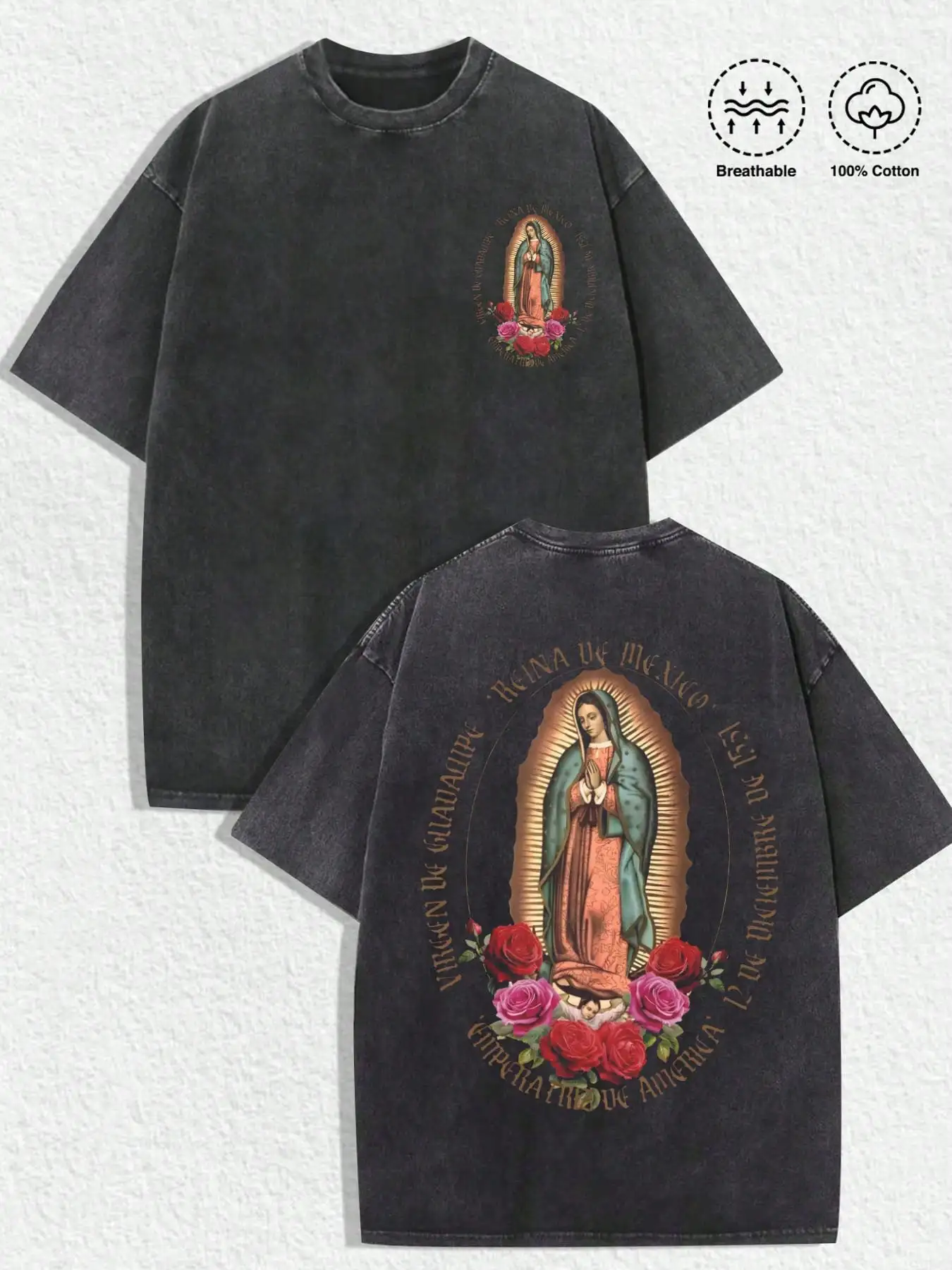 Винтажная футболка с графическим принтом в стиле религиозного искусства, дышащий 100% хлопок, свободный крой для повседневной носки
Винтажная футболка с графическим принтом в стиле религиозного искусства, дышащий 100% хлопок, свободный крой для повседневной носки