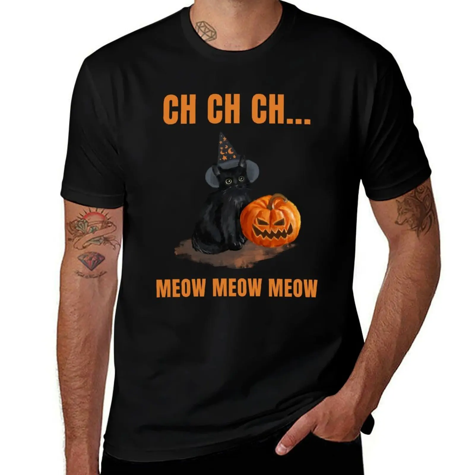 Футболка Ch Ch Ch Meow Meow Cat на Хэллоуин, ужасы, милая одежда большого размера, черные мужские рубашки, футболка с рисунком
Футболка Ch Ch Ch Meow Meow Cat на Хэллоуин, ужасы, милая одежда большого размера, черные мужские рубашки, футболка с рисунком
