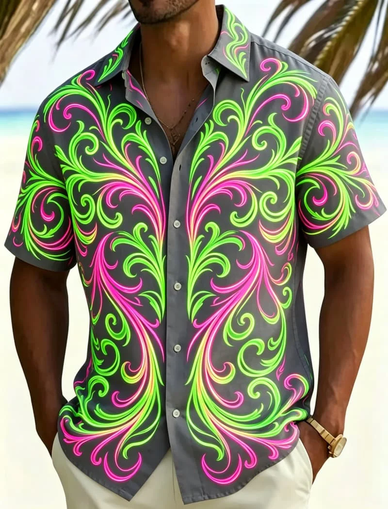 Men's Neon And Gorgeous Vortex Print Casual shirt, Bold Artistic style, Suitable For Summer travel, Beach gatherings, Daily Wear
Men's Neon And Gorgeous Vortex Print Casual shirt, Bold Artistic style, Suitable For Summer travel, Beach gatherings, Daily Wear