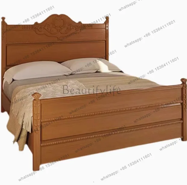 French retro carved American solid wood medium and ancient style master bedroom 1.8 meters bed
French retro carved American solid wood medium and ancient style master bedroom 1.8 meters bed