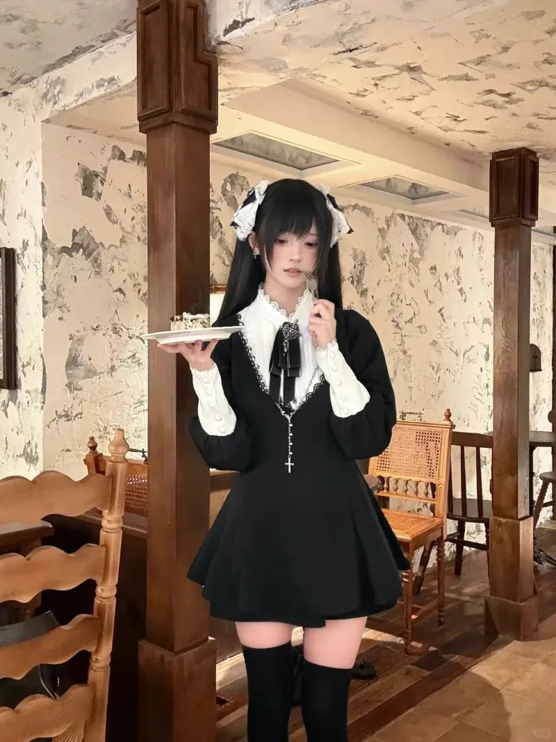 Japanese Lolita Women Clothes Spring New Slimming Waist Cinching Dress+base Layer Shorts Nun Set Two Piece Sets Womens Outifits
Japanese Lolita Women Clothes Spring New Slimming Waist Cinching Dress+base Layer Shorts Nun Set Two Piece Sets Womens Outifits