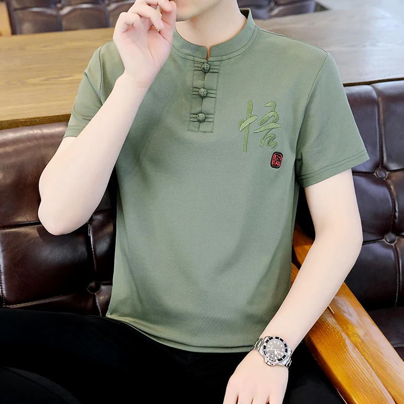 New Summer Chinese Style Men's T-Shirt Short Sleeve Embroidered Cotton Linen Stand Collar Button up Hanfu Top Breathable Skin...
New Summer Chinese Style Men's T-Shirt Short Sleeve Embroidered Cotton Linen Stand Collar Button up Hanfu Top Breathable Skin...