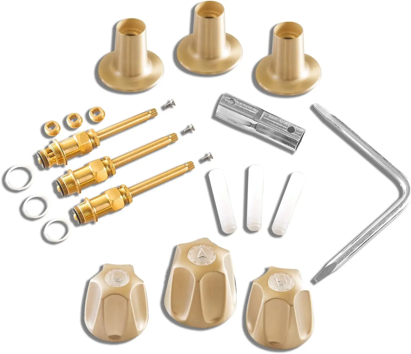 3-Handle Bathtub Shower Trim Set, Heavy Duty Metal, Satin Brass, Easy Installation
3-Handle Bathtub Shower Trim Set, Heavy Duty Metal, Satin Brass, Easy Installation