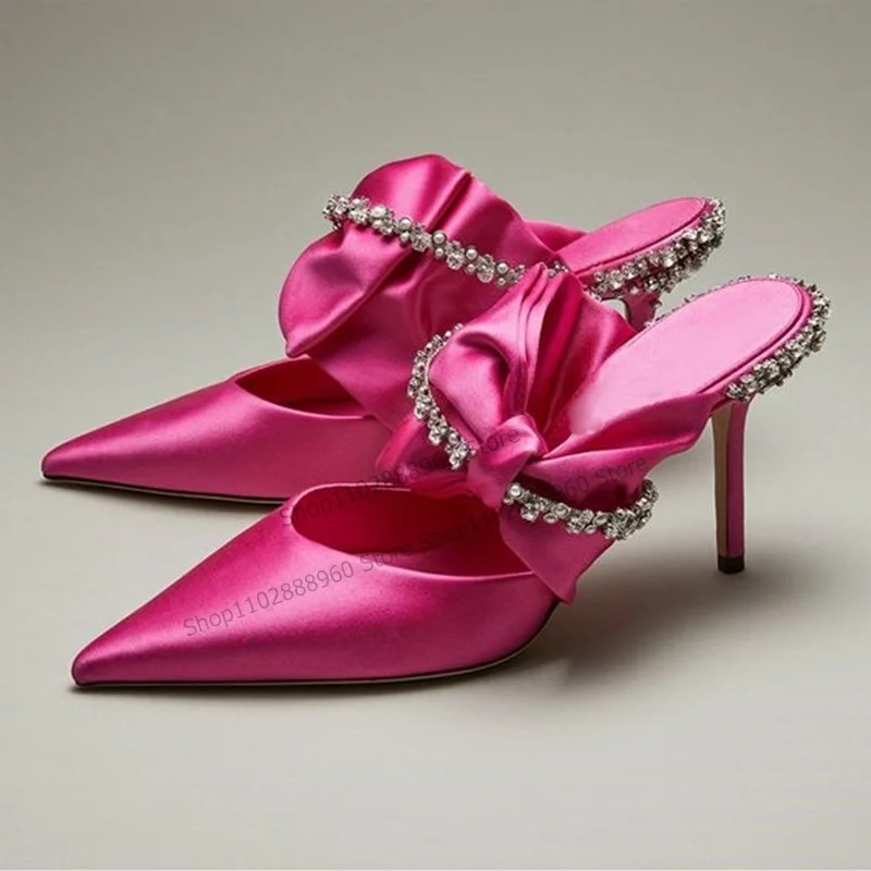 Rose Red Silk Butterfly Knot Crystal Decor Slippers Thin High Heel Women Shoes Pointed Toe 2023 Fashion Zapatos Para Mujere
Rose Red Silk Butterfly Knot Crystal Decor Slippers Thin High Heel Women Shoes Pointed Toe 2023 Fashion Zapatos Para Mujere