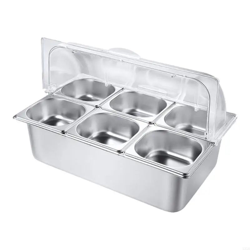 Stainless Steel Buffet Pan with Lid for Restaurant and Event Catering Rectangular Seasoning Box with 6-compartment
Stainless Steel Buffet Pan with Lid for Restaurant and Event Catering Rectangular Seasoning Box with 6-compartment