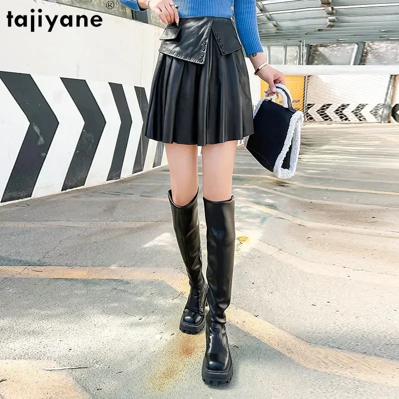 Tajiyane Leather Skirt Women's Spring and Autumn Genuine Sheepskin Leather Skirts for Women Black Pleated Skirt Korean Style SGG
Tajiyane Leather Skirt Women's Spring and Autumn Genuine Sheepskin Leather Skirts for Women Black Pleated Skirt Korean Style SGG