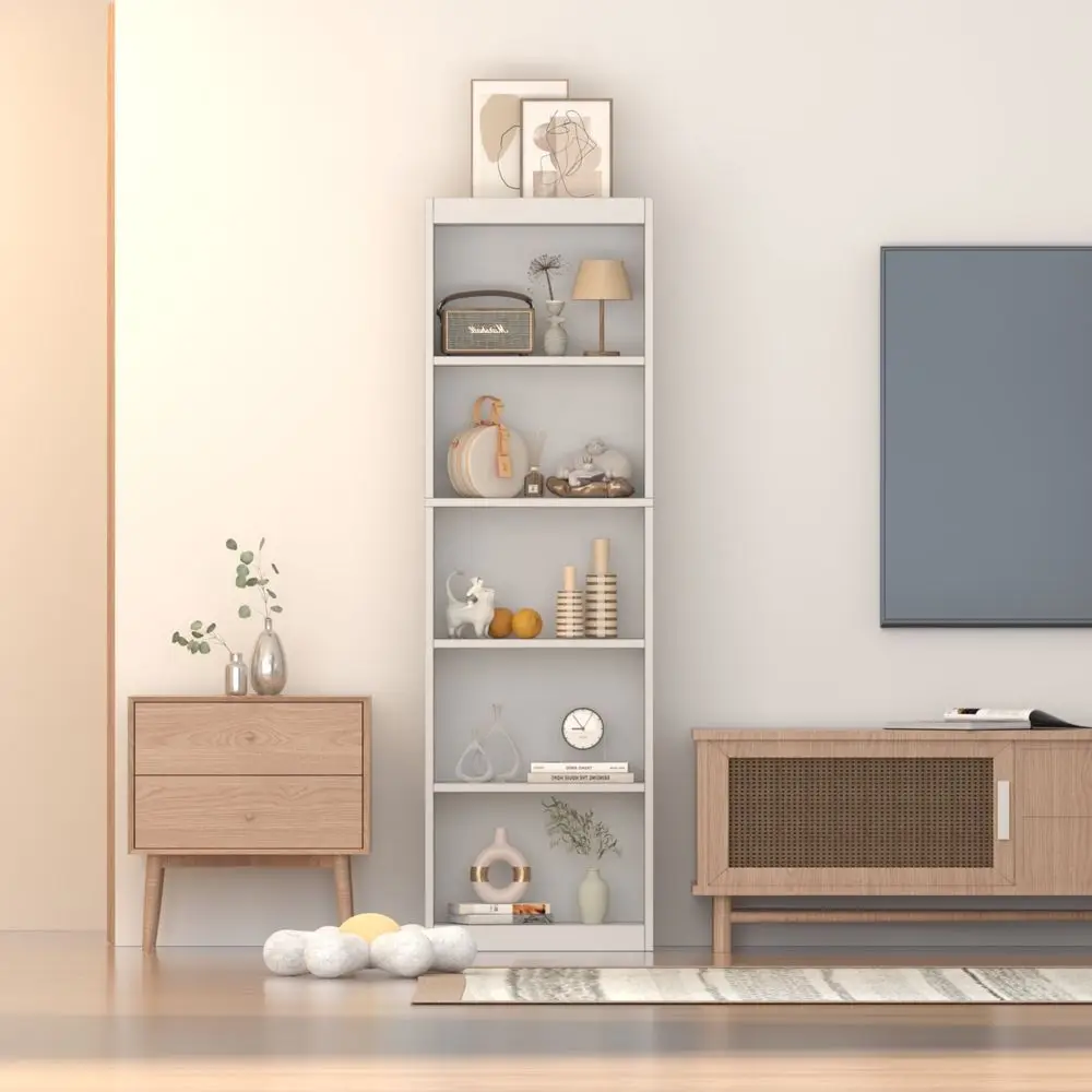 70 in Tall Bookcase, White Bookshel Open Storage 5 Tier Shelves, 20.08 in Wide Bookshelves
70 in Tall Bookcase, White Bookshel Open Storage 5 Tier Shelves, 20.08 in Wide Bookshelves