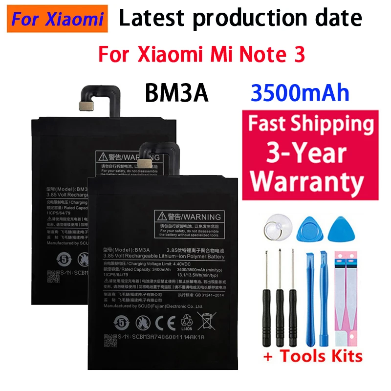For XiaO Mi Original Phone Battery BM3A For Xiaomi Mi Note 3 Note3 Replacement Battery 3500mAh High Capacity Batteries
For XiaO Mi Original Phone Battery BM3A For Xiaomi Mi Note 3 Note3 Replacement Battery 3500mAh High Capacity Batteries