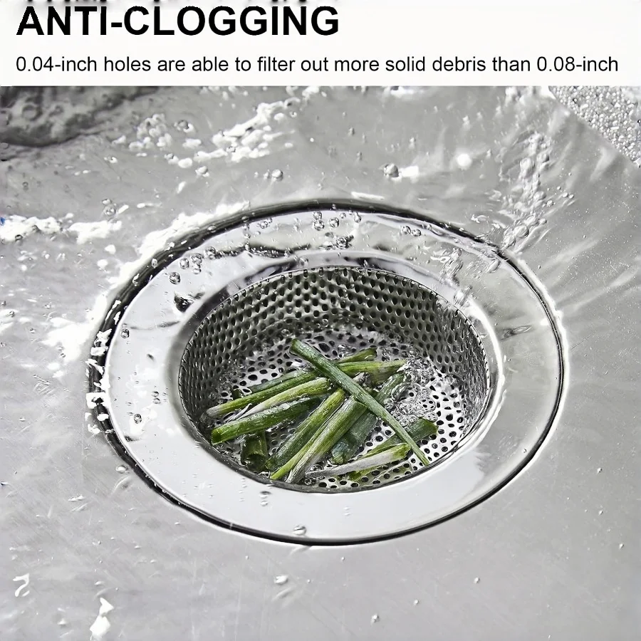 2Pcs Stainless Steel Sink Strainer, Anti-Clog, 4.5in Wide Rim, Thickened Durable, Universal Kitchen Drain Filter
2Pcs Stainless Steel Sink Strainer, Anti-Clog, 4.5in Wide Rim, Thickened Durable, Universal Kitchen Drain Filter