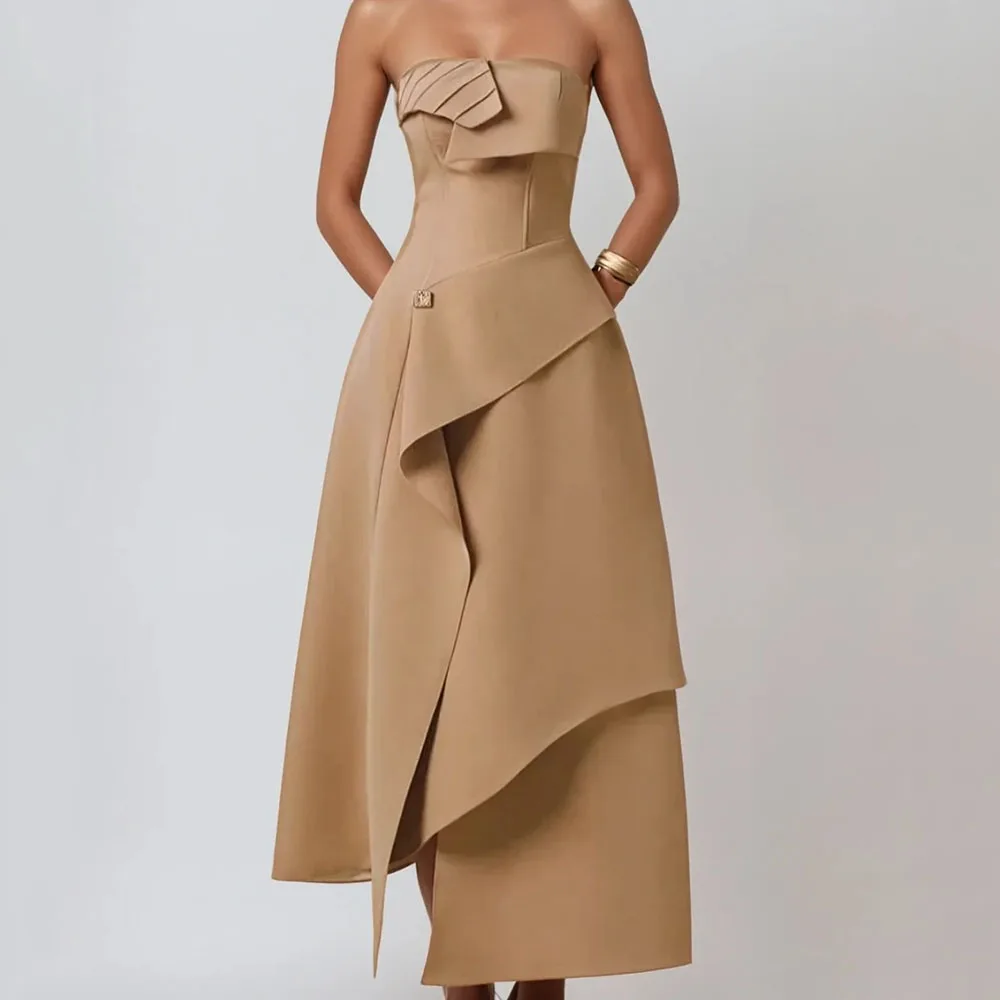 Customized A-line Evening Dresses Ankle-length Strapless Sleeveless Prom Gown Fashion Pleat Backless Simple Draped Party Gown
Customized A-line Evening Dresses Ankle-length Strapless Sleeveless Prom Gown Fashion Pleat Backless Simple Draped Party Gown