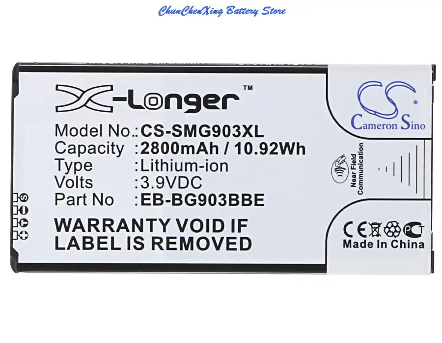 Cameron Sino 2800mAh Battery EB-BG903BBE /BBA, EB-BN903BBE /BU for Samsung Galaxy S5 Neo, SM-G903F, SM-G903FD, SM-G903W
Cameron Sino 2800mAh Battery EB-BG903BBE /BBA, EB-BN903BBE /BU for Samsung Galaxy S5 Neo, SM-G903F, SM-G903FD, SM-G903W