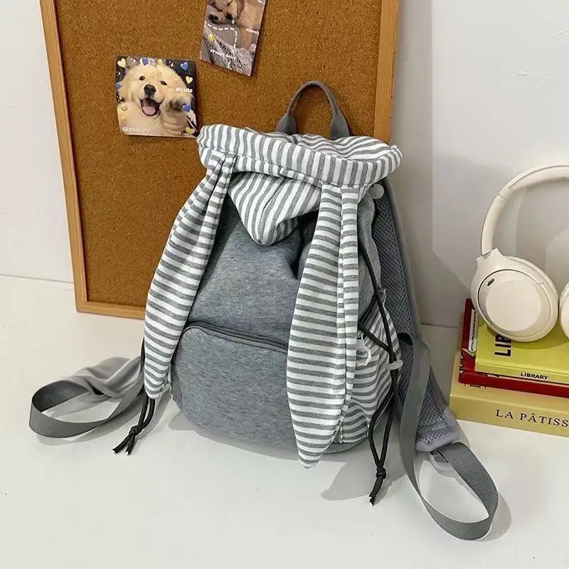 Новый полосатый рюкзак с заячьими ушками, модный женский простой универсальный серый повседневный дорожный школьный рюкзак, большой вместительный дорожный рюкзак
Новый полосатый рюкзак с заячьими ушками, модный женский простой универсальный серый повседневный дорожный школьный рюкзак, большой вместительный дорожный рюкзак