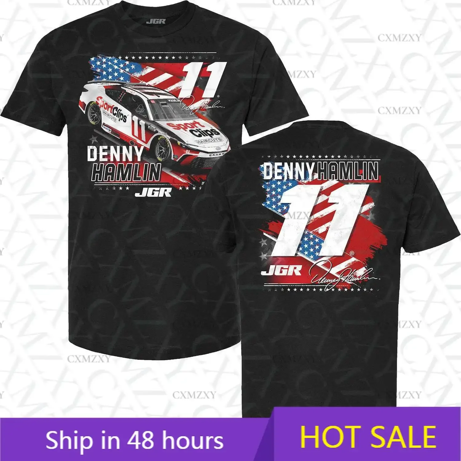 Denny Hamlin 2025 SportClips Patriotic Car T-Shirt Black
Denny Hamlin 2025 SportClips Patriotic Car T-Shirt Black