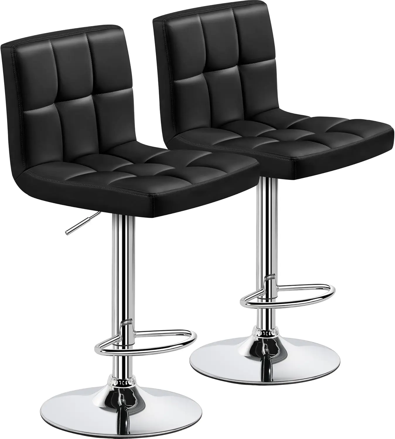 Adjustable Swivel Bar Stools Set of 2 with Backrest and Footrest, Modern PU Leather for Kitchen, Dining Room, Black
Adjustable Swivel Bar Stools Set of 2 with Backrest and Footrest, Modern PU Leather for Kitchen, Dining Room, Black