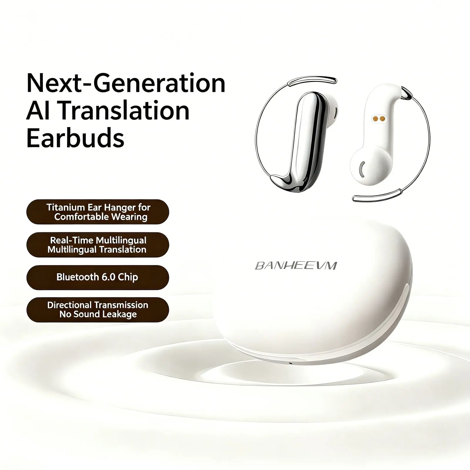 Ear Hook Bluetooth 6.0 Multilingual Real Time Translation Headphones Long Battery Life Lightweight Voice Control Travel Business
Ear Hook Bluetooth 6.0 Multilingual Real Time Translation Headphones Long Battery Life Lightweight Voice Control Travel Business