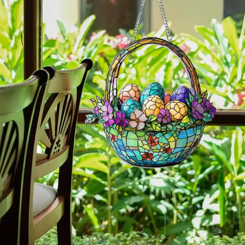 Easter Egg Basket Suncatchers Acrylic Pendant Egg Basket Shape With Metal Chain Painted Glass Panel Multi-functional For Easter
Easter Egg Basket Suncatchers Acrylic Pendant Egg Basket Shape With Metal Chain Painted Glass Panel Multi-functional For Easter