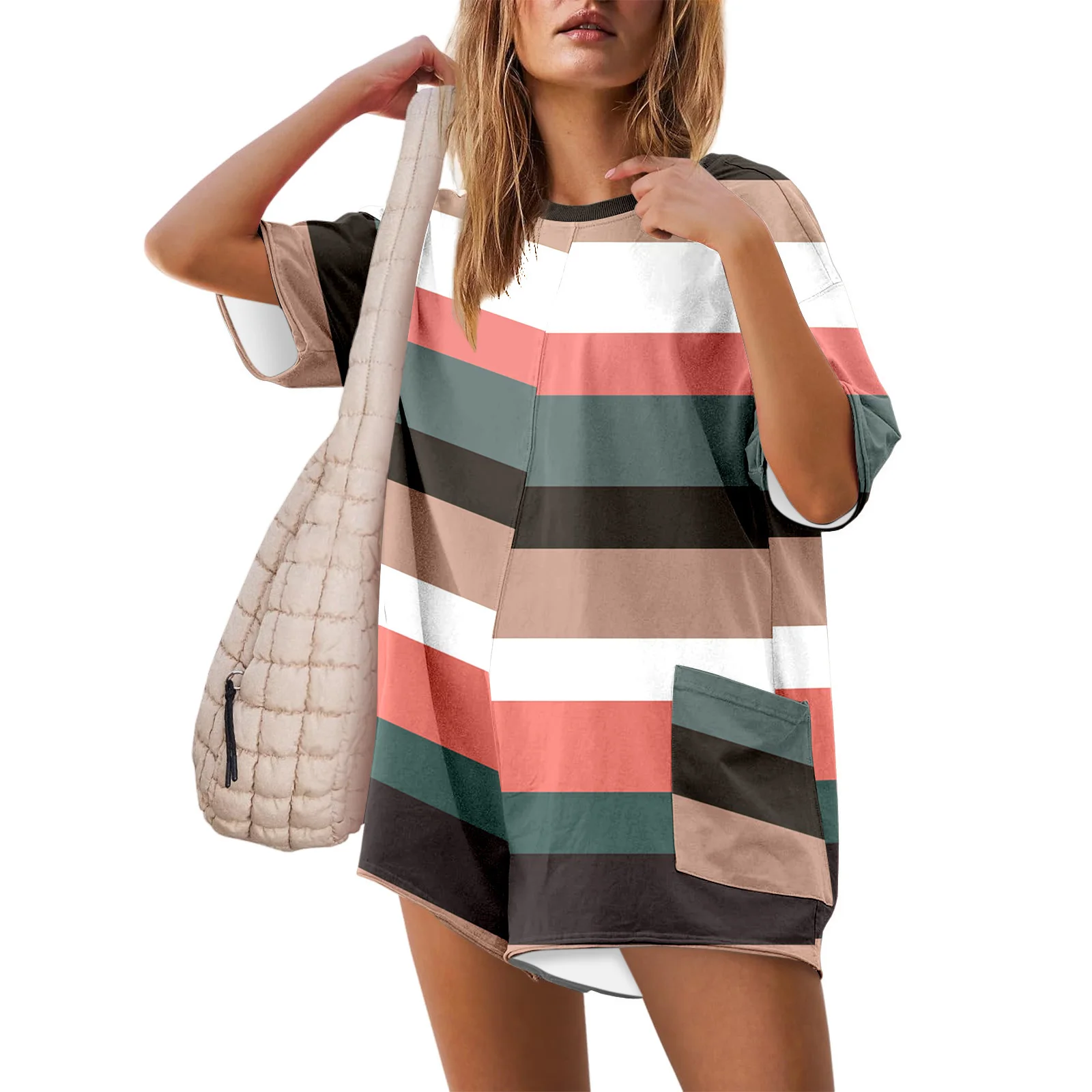 Fashion Short Sleeve Loose Beach Jumpsuits For Women 2024 Summer Stripe print Pocket Shorts One Pieces Playsuit boho Romper
Fashion Short Sleeve Loose Beach Jumpsuits For Women 2024 Summer Stripe print Pocket Shorts One Pieces Playsuit boho Romper