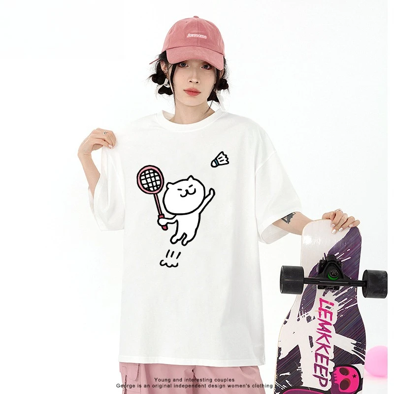 Plus Size New Cat Badminton Cultural Shirt Women's Short-sleeved Top Couple Sports Running Competition Training Clothes Summer
Plus Size New Cat Badminton Cultural Shirt Women's Short-sleeved Top Couple Sports Running Competition Training Clothes Summer