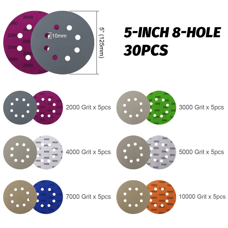 5 Inch Sanding Disc Hook And Loop 8 Hole Silicon Carbide Sandpaper With Pad For Wet/Dry Sanding Grinder Polishing
5 Inch Sanding Disc Hook And Loop 8 Hole Silicon Carbide Sandpaper With Pad For Wet/Dry Sanding Grinder Polishing