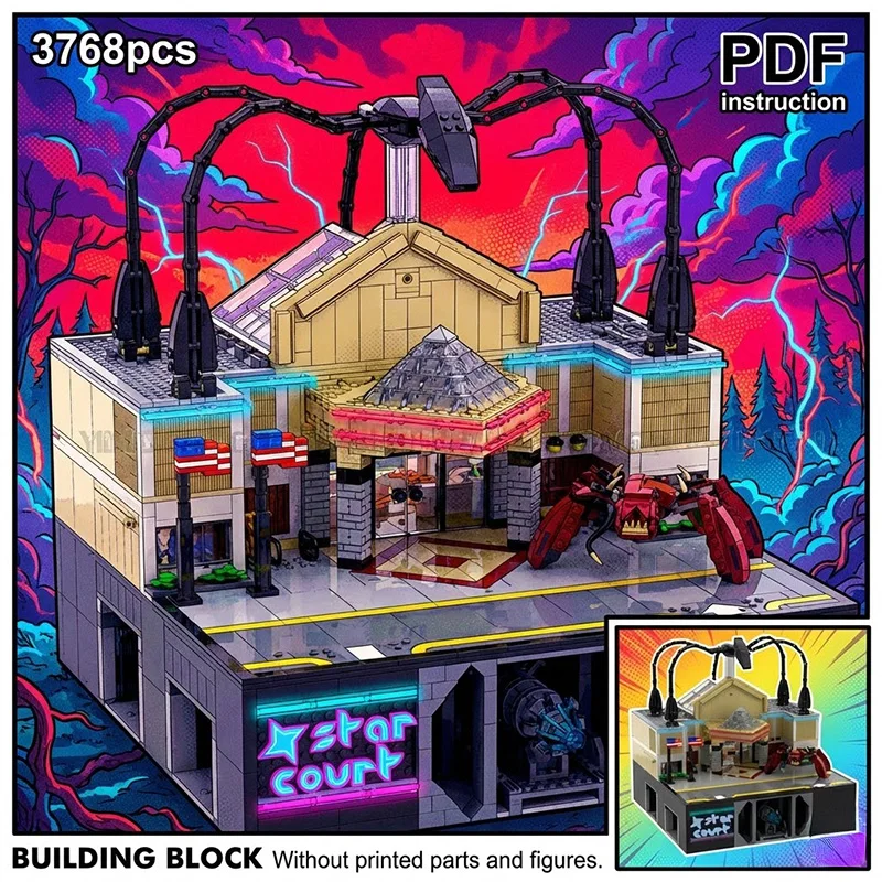 Модель-диорама «Торговый центр и подземная секретная база» в стиле ретро с гигантским пауком-монстром для MOC 246677
Модель-диорама «Торговый центр и подземная секретная база» в стиле ретро с гигантским пауком-монстром для MOC 246677