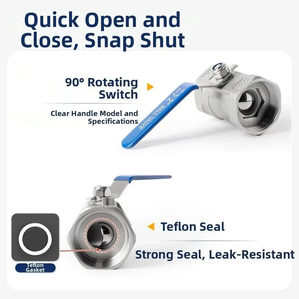 Female Threaded Ball Valve Switch SS304 Material One-piece Plumbing Ball Valve 1/4" 3/8" 1/2" 3/4" 1" 2" Threaded Ball Valve
Female Threaded Ball Valve Switch SS304 Material One-piece Plumbing Ball Valve 1/4" 3/8" 1/2" 3/4" 1" 2" Threaded Ball Valve