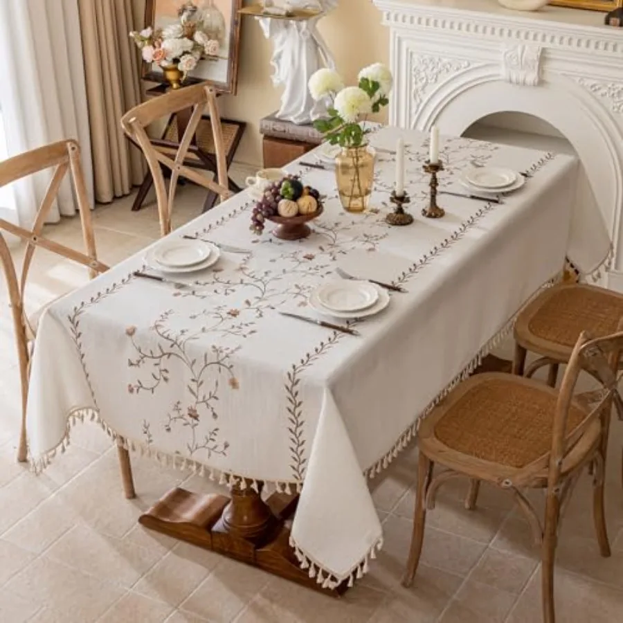 Linen Waterproof Tablecloth with Tassels Rustic Farmhouse Flowers Embroidery Table Cloths for Rectangle Tables Heavy Weight Spi
Linen Waterproof Tablecloth with Tassels Rustic Farmhouse Flowers Embroidery Table Cloths for Rectangle Tables Heavy Weight Spi