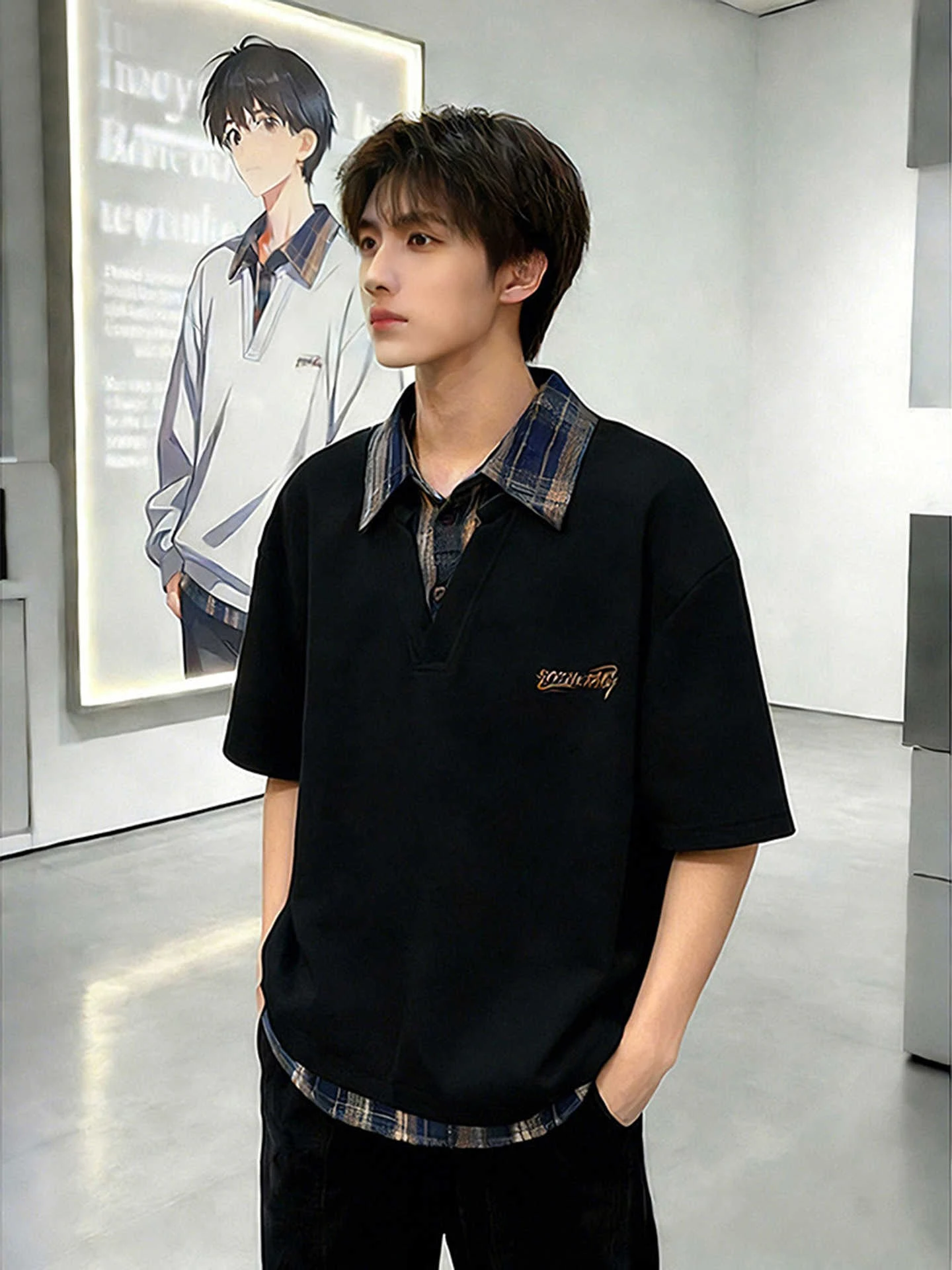 American Plaid Splice ort Sve irt Men Summer f Sve irt Collar Trendy Breathable Cool Feeling Casual irt
American Plaid Splice ort Sve irt Men Summer f Sve irt Collar Trendy Breathable Cool Feeling Casual irt