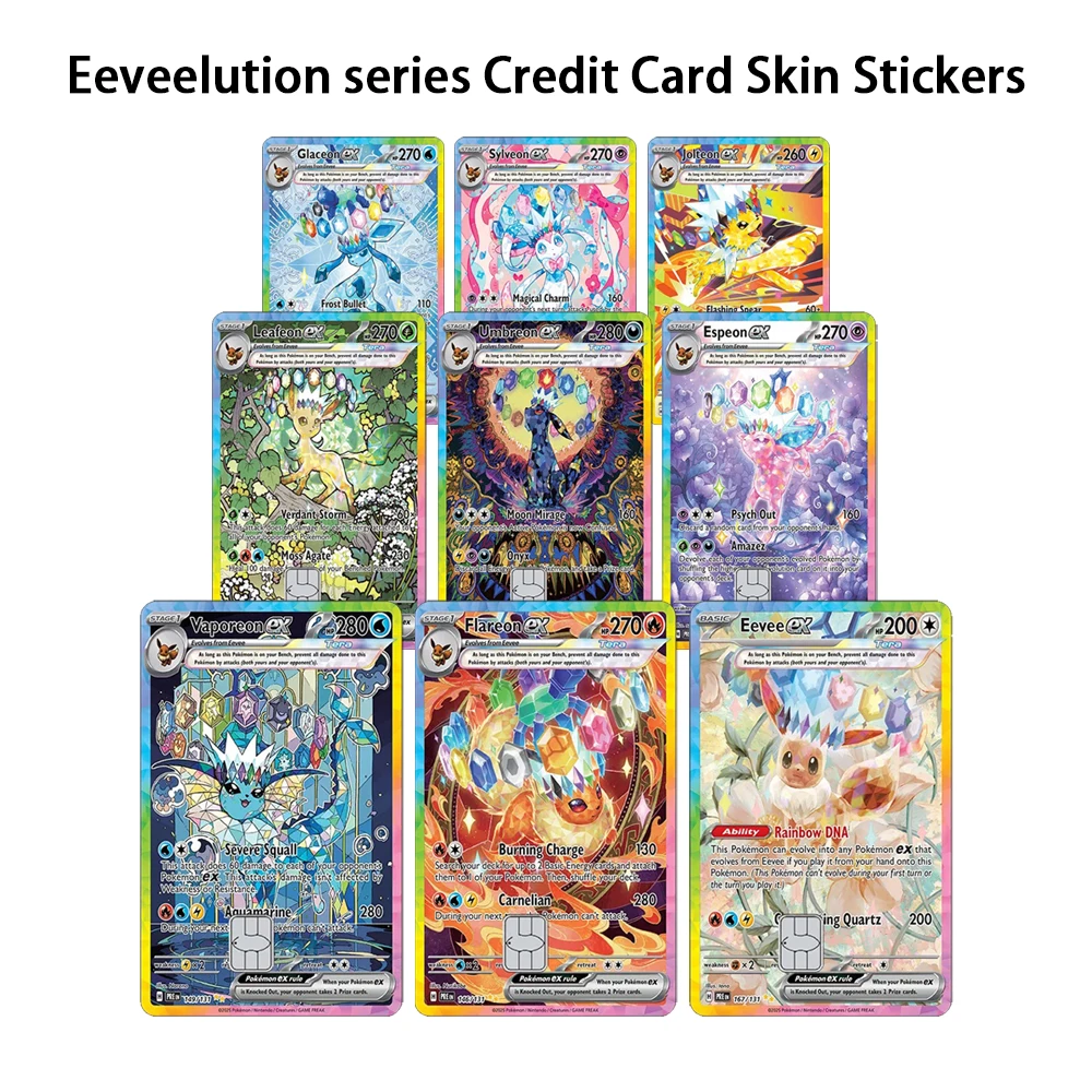 PTCG Sv8a Credit Card Skin Stickers Eeveelution Series Sticker for VISA JCB Mastercard and Other IC Cards Decoration
PTCG Sv8a Credit Card Skin Stickers Eeveelution Series Sticker for VISA JCB Mastercard and Other IC Cards Decoration